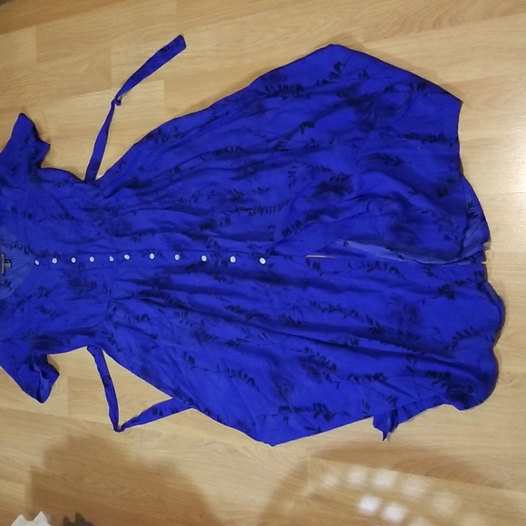 Sophisticate blue and black floral print vintage short sleeve maxi dress size 8 - Picture 4 of 7